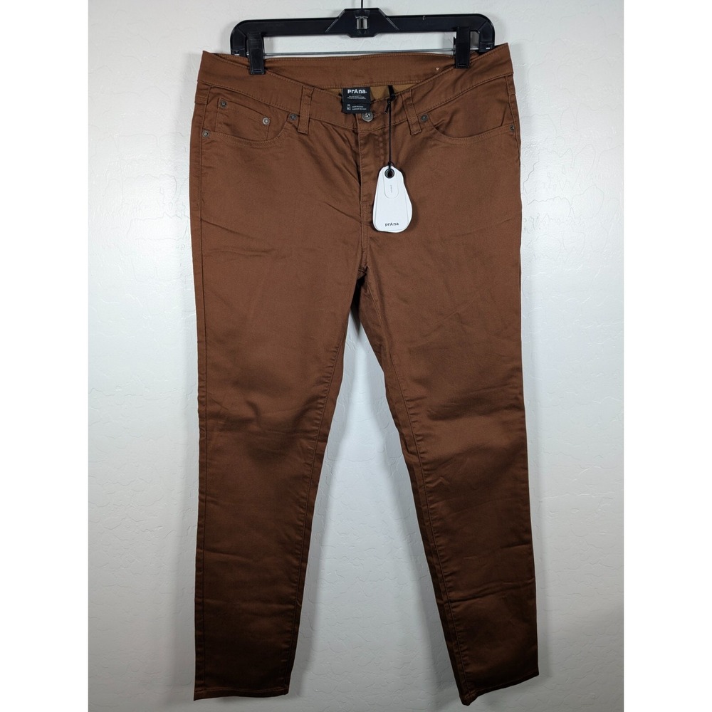 Prana Pants Women 10 Kayla High‎ Rise Jean Sepia Brown Active Organic Cotton New